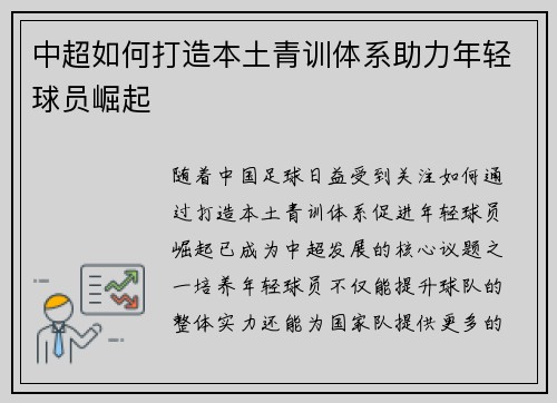 中超如何打造本土青训体系助力年轻球员崛起